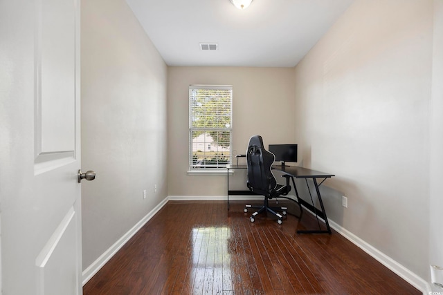 650 Woodman Dr, Conway, SC 29526 - home office with dark wood-type flooring and baseboards
