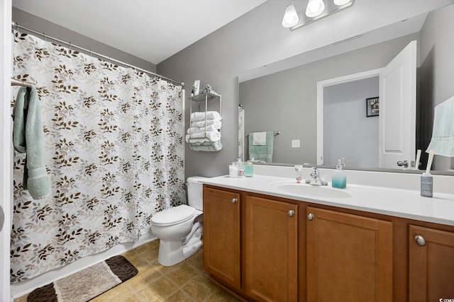 650 Woodman Dr, Conway, SC 29526 - bathroom featuring vanity, curtained shower, and tile patterned floors