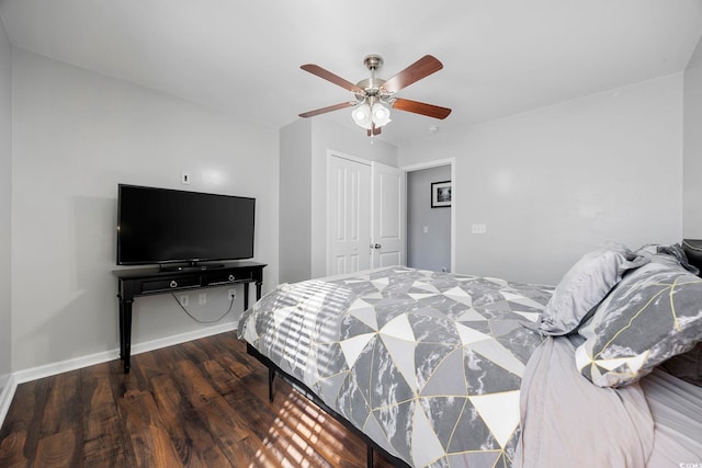 650 Woodman Dr, Conway, SC 29526 - bedroom featuring wood finished floors, a closet, and ceiling fan