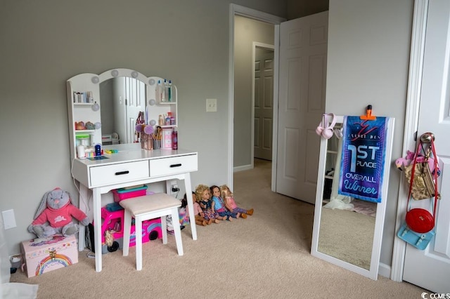 rec room with carpet