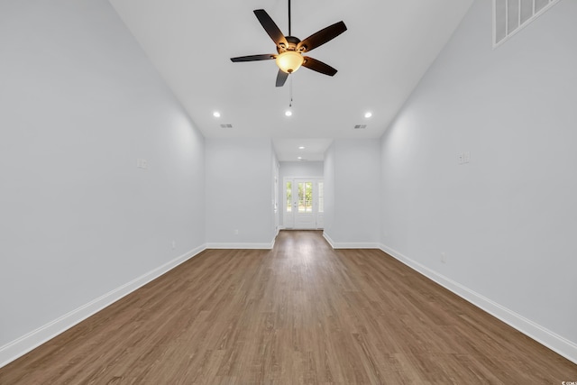 5132 Little River Neck Rd, North Myrtle Beach, SC 29582 - spare room featuring visible vents, wood finished floors, baseboards, and ceiling fan