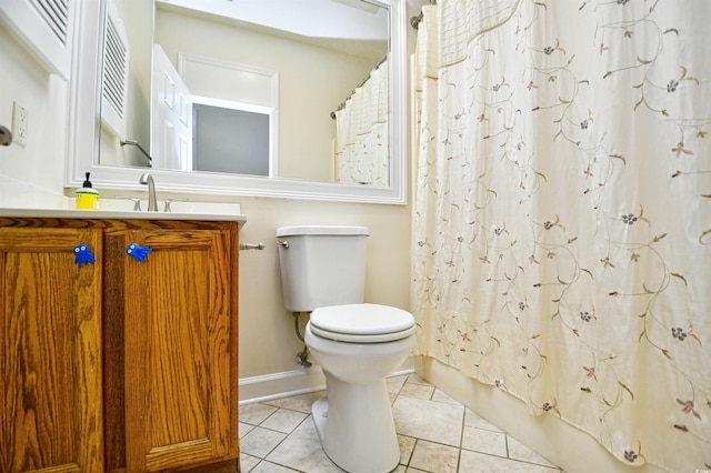 2705 S Key Largo Cir, Myrtle Beach, SC 29577 - full bathroom featuring toilet, vanity, baseboards, tile patterned flooring, and shower / tub combo with curtain
