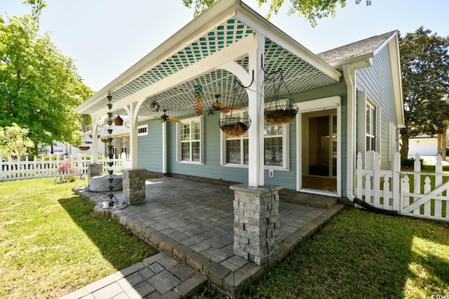2705 S Key Largo Cir, Myrtle Beach, SC 29577 - rear view of house with a patio area and a ceiling fan