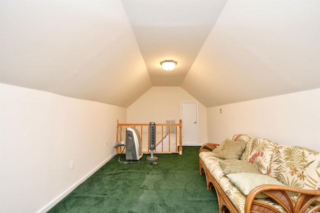 2705 S Key Largo Cir, Myrtle Beach, SC 29577 - living area with carpet floors, vaulted ceiling, and baseboards