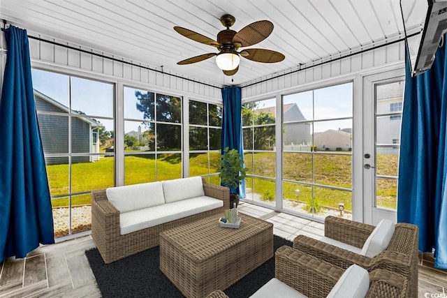 356 Whipple Run Loop, Myrtle Beach, SC 29588 - sunroom / solarium featuring ceiling fan and outdoor lounge area