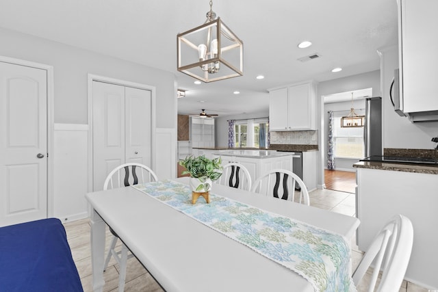 356 Whipple Run Loop, Myrtle Beach, SC 29588 - dining room featuring a chandelier, a ceiling fan, and recessed lighting