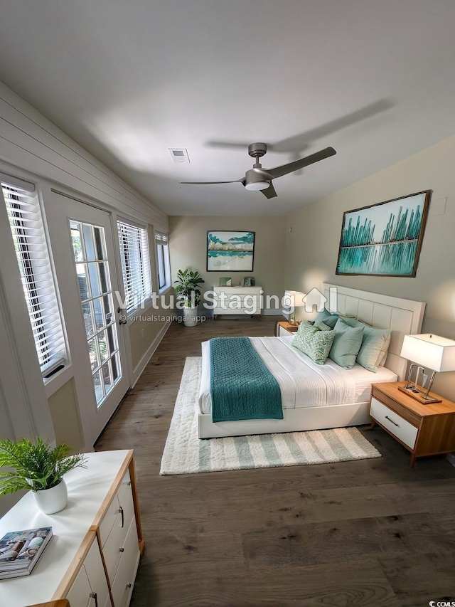 880 Briarwood Dr, Myrtle Beach, SC 29572 - bedroom with dark wood-style floors and ceiling fan