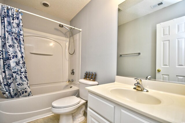 121 Olde Towne Way Unit 2, Myrtle Beach, SC 29588 - full bathroom featuring a textured ceiling, visible vents, shower / bath combo, vanity, and toilet