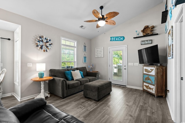 6001-8050 S Kings Hwy, Myrtle Beach, SC 29575 - living area with wood finished floors, ceiling fan, and plenty of natural light