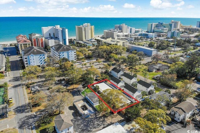 706 Mitchell Dr, Myrtle Beach, SC 29577 - view of urban area with property parcel outlined and a large body of water