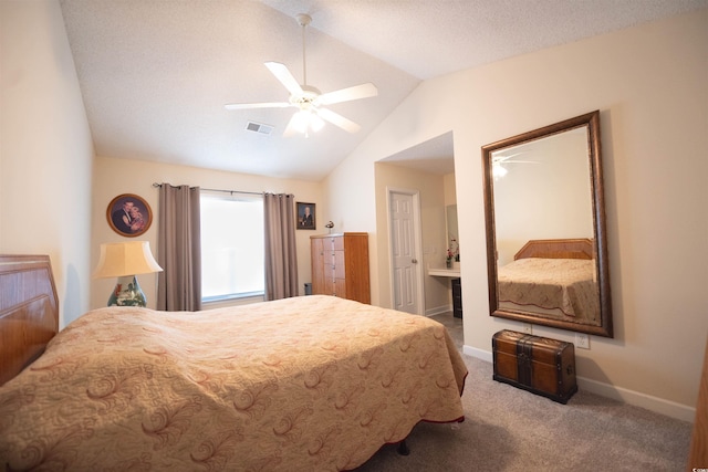 331 Andorra St, Longs, SC 29568 - carpeted bedroom with lofted ceiling, baseboards, and a ceiling fan