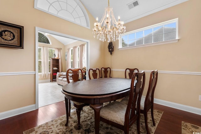 dining room with visible vents, baseboards, and a healthy amount of sunlight