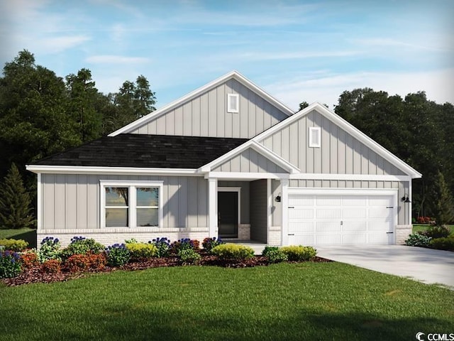 4853 Hopespring St, Myrtle Beach, SC 29579 - view of front of house with brick siding, board and batten siding, roof with shingles, and a garage