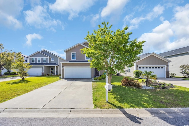 view of front of home featuring a front lawn and driveway