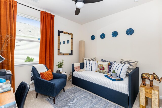 interior space featuring a ceiling fan