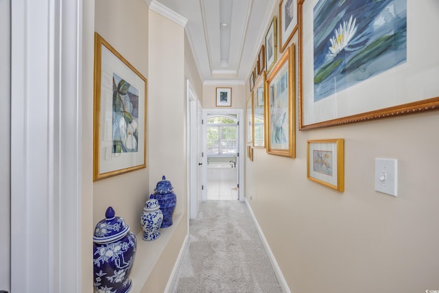 2278 Big Landing Dr, Little River, SC 29566 - corridor featuring crown molding, carpet flooring, and baseboards