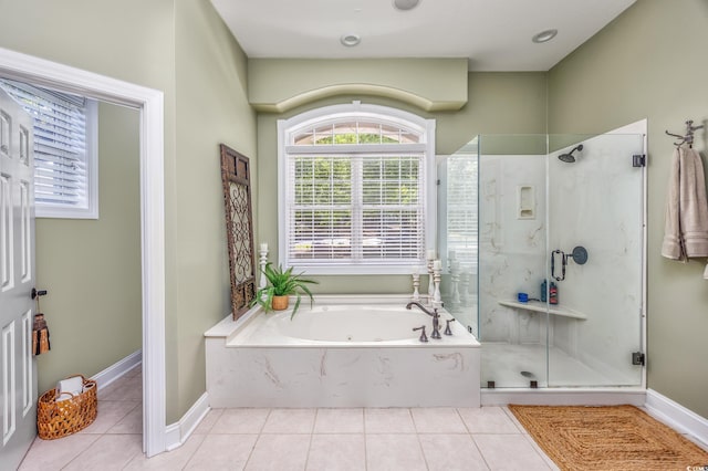 2278 Big Landing Dr, Little River, SC 29566 - full bathroom featuring tile patterned floors, a tub with jets, and a stall shower