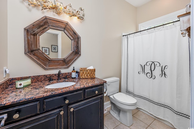 2278 Big Landing Dr, Little River, SC 29566 - full bathroom with a shower with shower curtain, toilet, vanity, and tile patterned floors