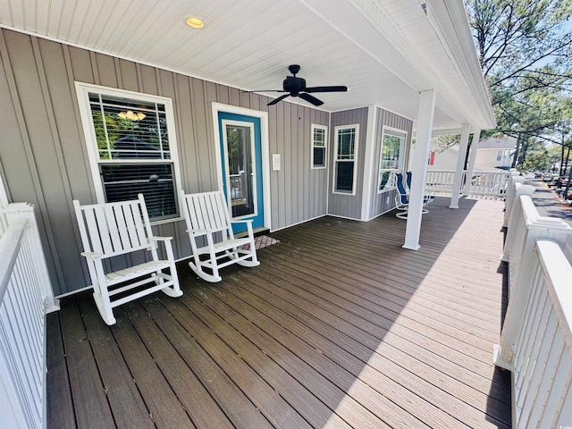 6001-1322 S Kings Hwy, Myrtle Beach, SC 29575 - wooden terrace featuring ceiling fan