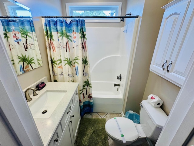 6001-1322 S Kings Hwy, Myrtle Beach, SC 29575 - bathroom featuring shower / bath combo, vanity, toilet, and tile patterned flooring