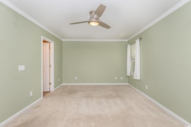 177 Olde Towne Way Unit 4, Myrtle Beach, SC 29588 - unfurnished room with ceiling fan, baseboards, light colored carpet, and crown molding