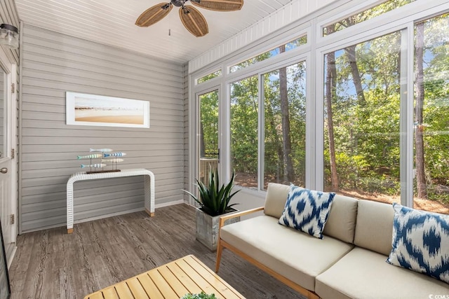 177 Olde Towne Way Unit 4, Myrtle Beach, SC 29588 - sunroom / solarium with a wealth of natural light, ceiling fan, and an outdoor hangout area