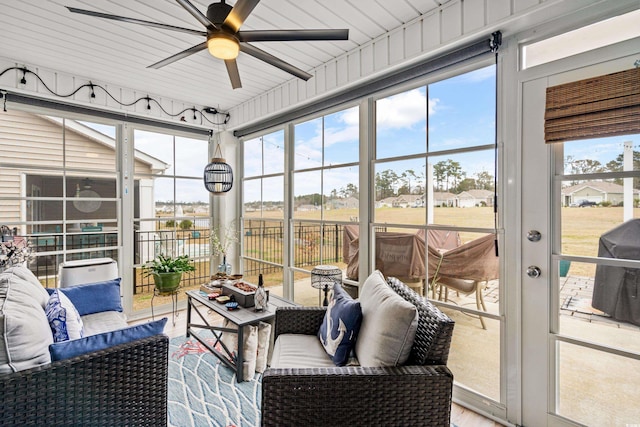 328 Logan St, Little River, SC 29566 - sunroom featuring a healthy amount of sunlight, ceiling fan, and outdoor lounge area