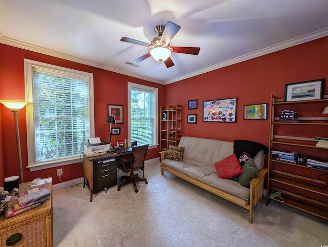 710 Masters Dr, Pawleys Island, SC 29585 - office space with ceiling fan, a healthy amount of sunlight, carpet flooring, and visible vents