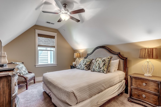 4964 Salt Creek Ct, North Myrtle Beach, SC 29582 - carpeted bedroom with a ceiling fan and vaulted ceiling