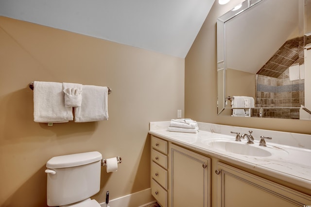 4964 Salt Creek Ct, North Myrtle Beach, SC 29582 - bathroom with vanity and lofted ceiling