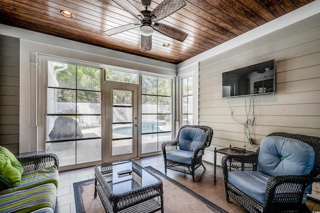 4964 Salt Creek Ct, North Myrtle Beach, SC 29582 - sunroom / solarium featuring a ceiling fan and an outdoor hangout area
