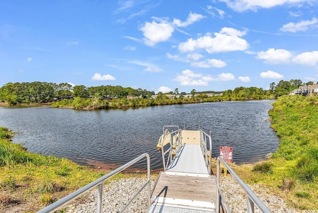 view of dock featuring a water view