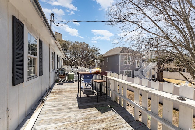 wooden terrace featuring fence private yard