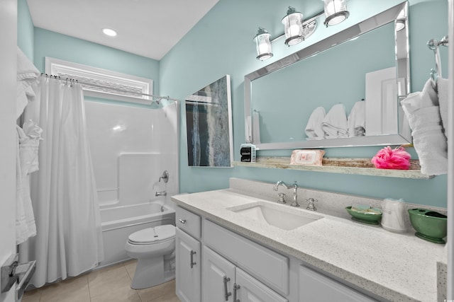 1010B S Ocean Blvd, Surfside Beach, SC 29575 - full bathroom with vanity, shower / bath combo with shower curtain, and tile patterned flooring