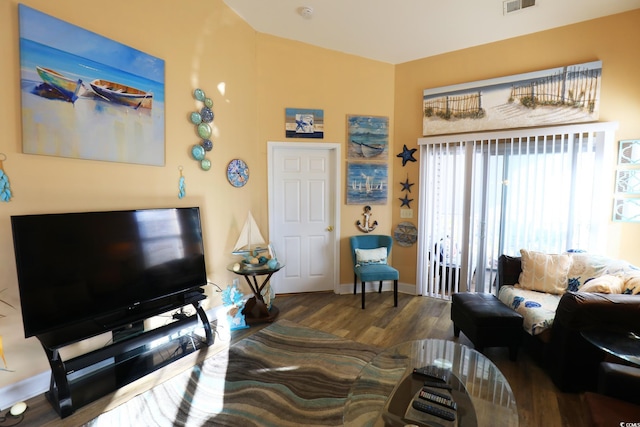 110 Portsmith Dr Unit 8, Myrtle Beach, SC 29588 - living room with wood finished floors and baseboards
