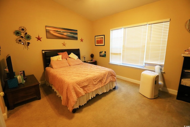 110 Portsmith Dr Unit 8, Myrtle Beach, SC 29588 - bedroom with vaulted ceiling, baseboards, and light colored carpet
