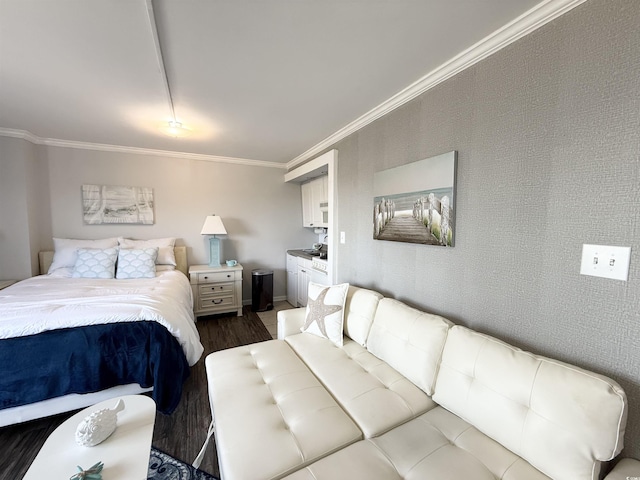 2001 S Ocean Blvd S Unit 511, Myrtle Beach, SC 29577 - bedroom with baseboards, ornamental molding, and dark wood-type flooring