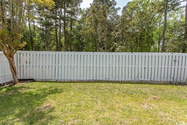 view of yard featuring a fenced backyard