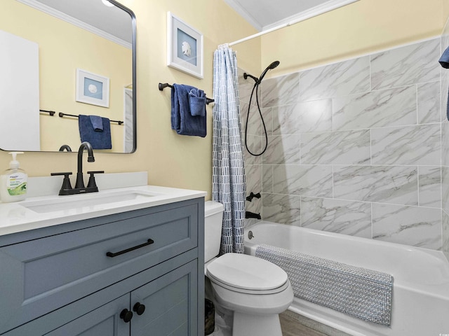 5000 N Ocean Blvd Unit B-1, North Myrtle Beach, SC 29582 - full bath featuring crown molding, shower / bath combo with shower curtain, toilet, and vanity