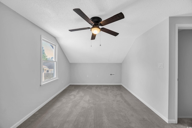 202 Berkshire Dr, Myrtle Beach, SC 29588 - bonus room featuring lofted ceiling, a ceiling fan, carpet floors, and a textured ceiling