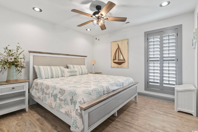 19 Red Skiff Ln Unit 15, Pawleys Island, SC 29585 - bedroom with wood finished floors, recessed lighting, and ceiling fan