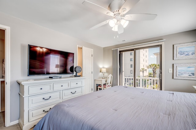 4504 S Ocean Blvd Unit A, North Myrtle Beach, SC 29582 - bedroom with ceiling fan and access to exterior