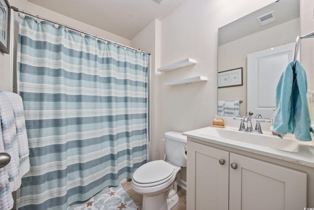 351 Logan St, Little River, SC 29566 - bathroom with toilet, vanity, and a shower with shower curtain