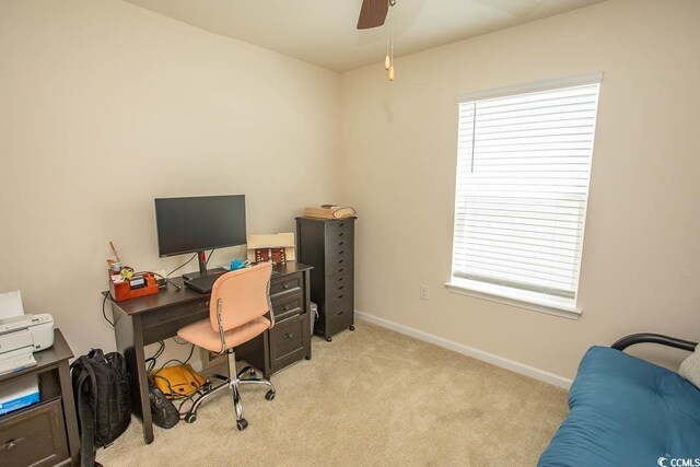 2005 Willow Run Dr Unit C, Little River, SC 29566 - office area with light carpet, baseboards, and ceiling fan