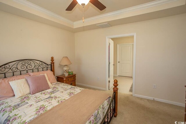 2005 Willow Run Dr Unit C, Little River, SC 29566 - carpeted bedroom featuring ceiling fan, visible vents, baseboards, and ornamental molding