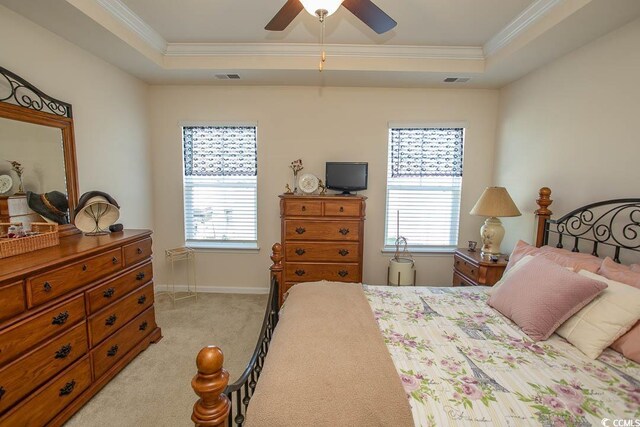 2005 Willow Run Dr Unit C, Little River, SC 29566 - bedroom featuring light carpet, crown molding, visible vents, and a raised ceiling