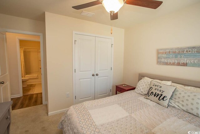 2005 Willow Run Dr Unit C, Little River, SC 29566 - carpeted bedroom featuring a ceiling fan, baseboards, and a closet