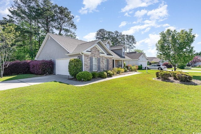 7011 Blade Beak Ln, Myrtle Beach, SC 29588 - view of front facade with a garage, roof with shingles, a front yard, and concrete driveway