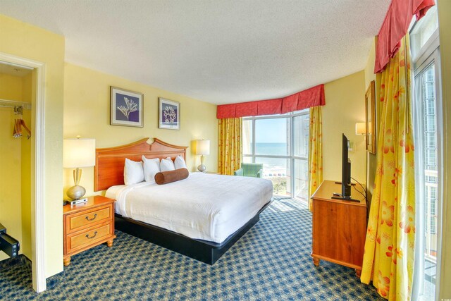 5300 N Ocean Blvd Unit 923, Myrtle Beach, SC 29577 - bedroom with dark carpet and a textured ceiling