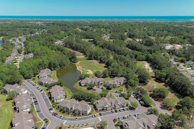 bird's eye view with a water view and a residential view